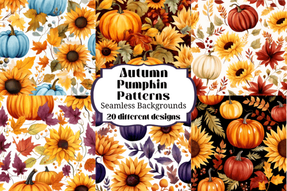 Download Seamless Autumn Patterns with Pumpkins - Premium Bundle