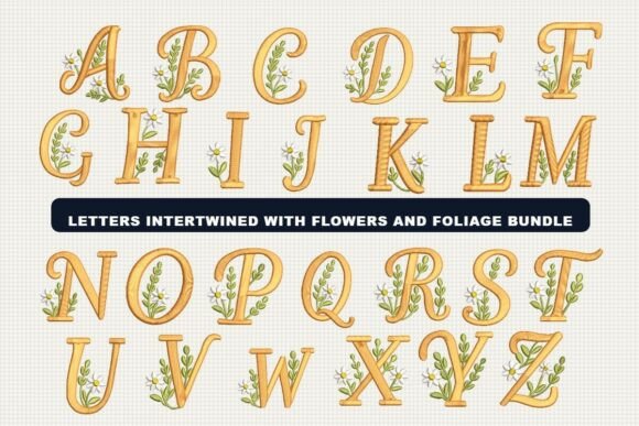 Download Letters with Flowers and Foliage Bundle - Foliage Collection
