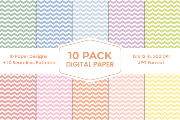 Download Pastel Chevron Digital Paper Pack Easter - Chevron digital paper Collection