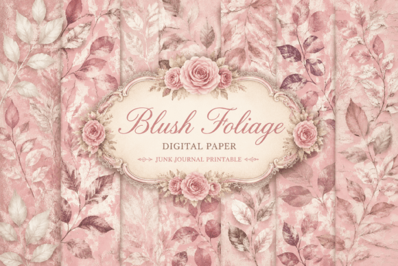 Download Blush Foliage Digital Paper - Foliage Collection